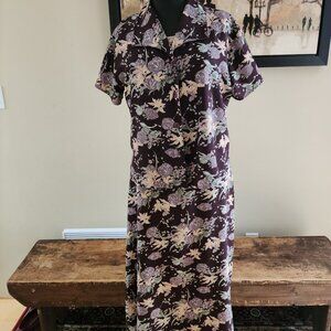 Vintage Brown floral Dress and Blouse Set / Laura Petites/ 6 petite